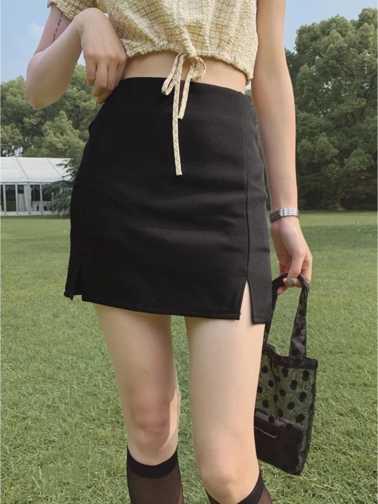 Clothes Short Tight Skirts for Woman Black Women's Skirt Sexy Mini Wrap with Slit Fashion A Line Premium Offer Comfortable Y2k