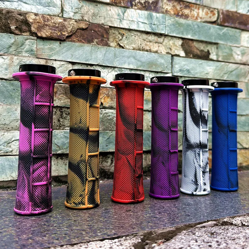 Vertical Striped Rubber Bike Grips, Mixed Color, Anti-Slip & Wear-Resistant Universal Cycling Handle Grips for Flat Handlebars