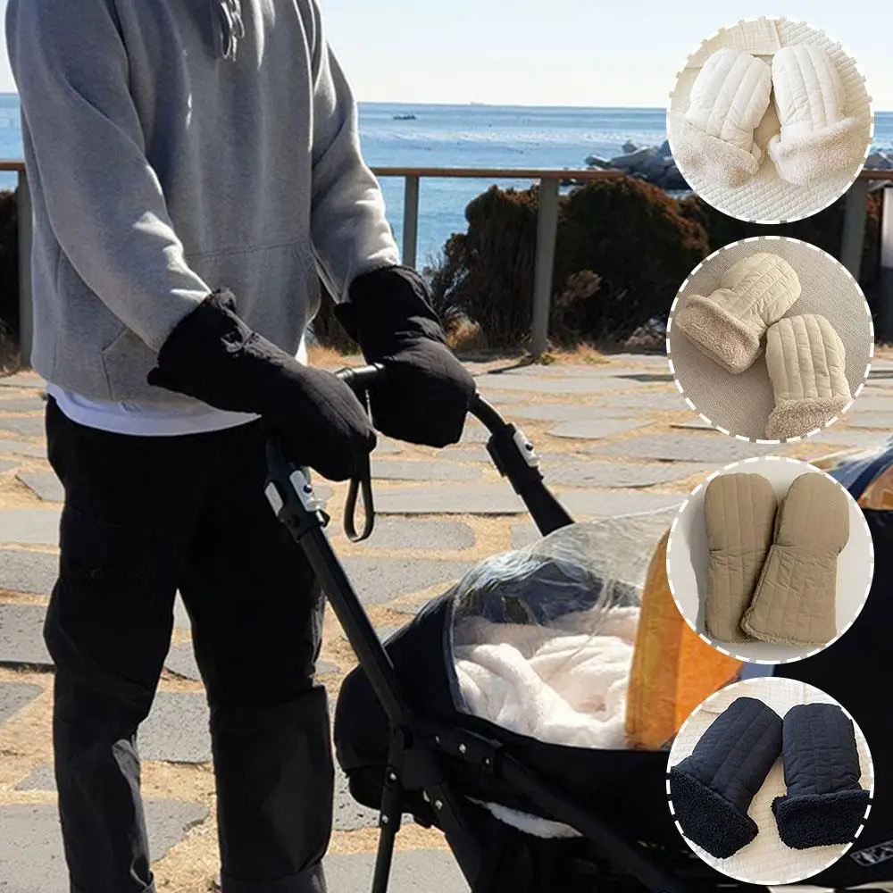 

Уличные ветрозащитные теплые перчатки для детской коляски на флисовой подкладке, зимние утолщенные чехлы для коляски, универсальные чехлы на ручки, перчатки для детской коляски