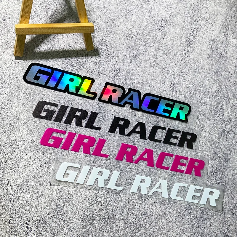 GIRL RACER Decals 2Pcs Waterproof Vinyl Stickers for Car Window Motorcycle Helmet & Body