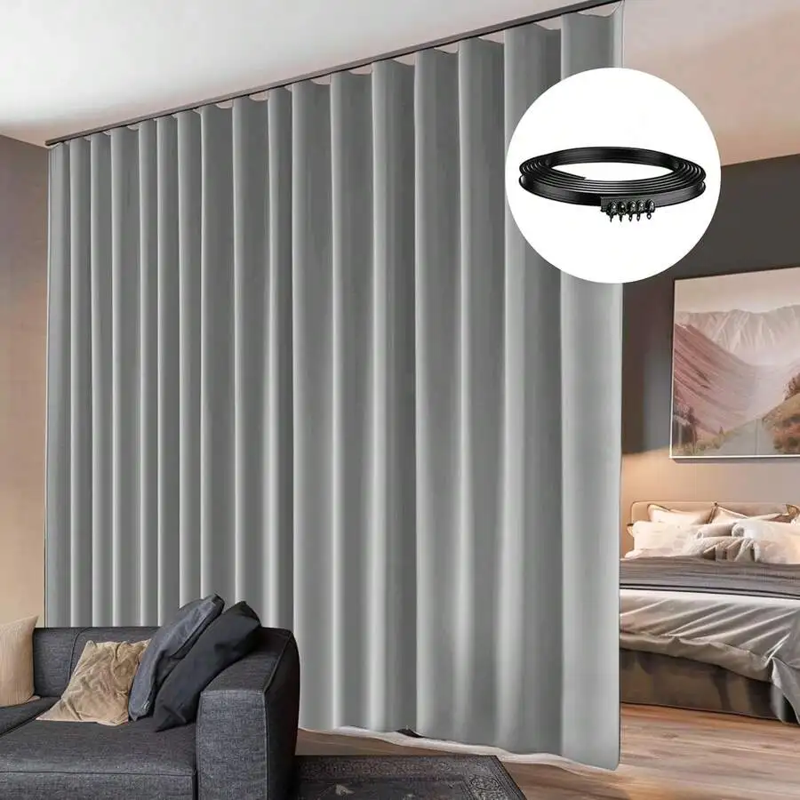 Room Divider Curtain With Ceiling Track Blackout Privacy Panel For Living Room Bedroom