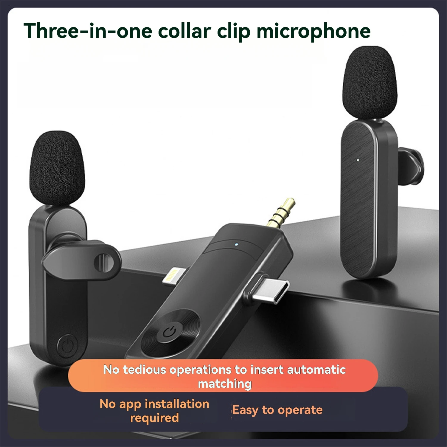 H18 Wireless Lavalier Microphone 4-in-1 with 2 Transmitters 1 Receiver ABS Material Blue 50mAh-100mAh Battery 115*105*35mm for