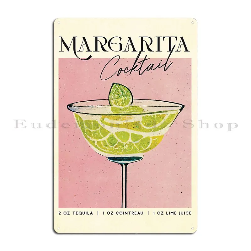 Margarita Retro Cocktail Poster Classic Recipe Bar Prints Vintage Drinks Recipe Wall Art Metal Sign Iron Poster Cinema