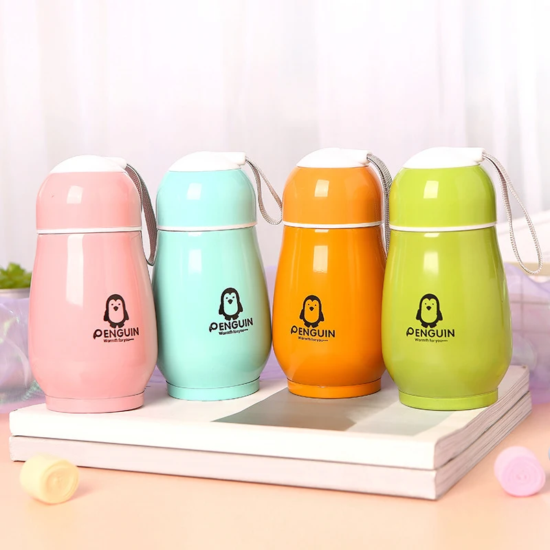 

1pc Student Penguin Small Thermos Cup Children's Pot Rabbit Stainless Steel Gift Water Bottles Cute Belly Cup