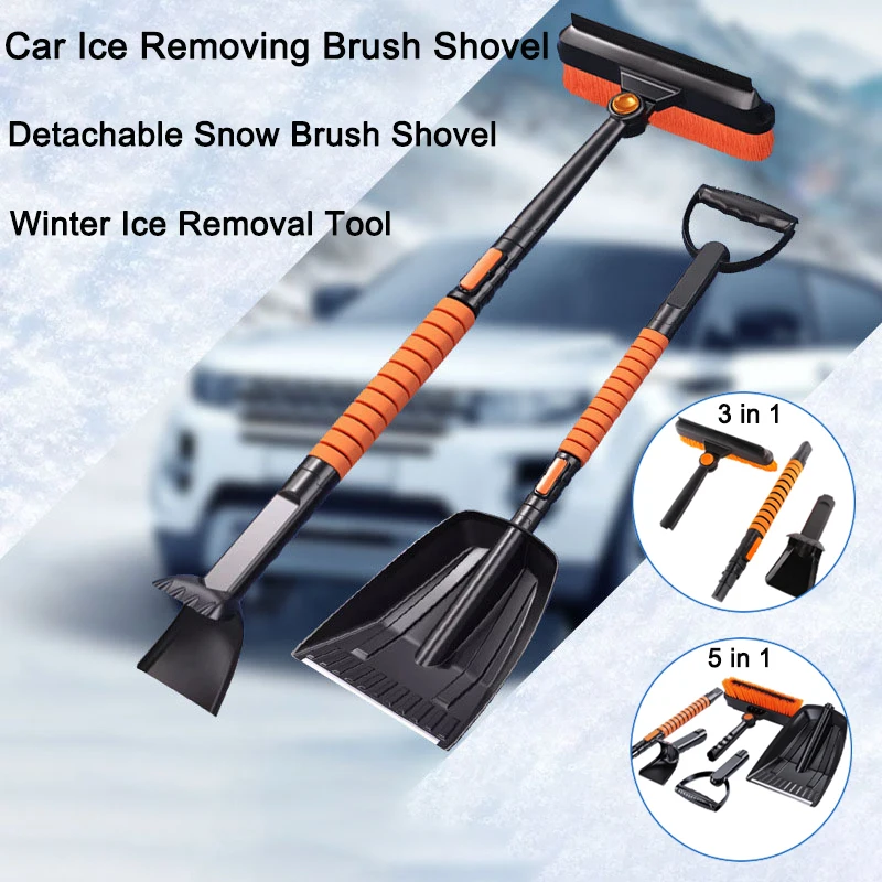 

Car Ice Removing Brush Shovel 3 in 1 5 in 1 Retractable Winter Snow Shovel Ice Removal Scraper Auto Cleaning Tool Accessories