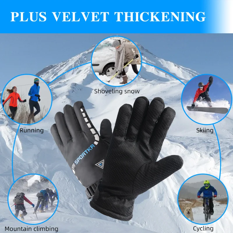 Winter Cycling Gloves Men Outdoor Waterproof Skiing Riding Hiking Motorcycle Warm Mitten Gloves Unisex Thermal Sport Gloves