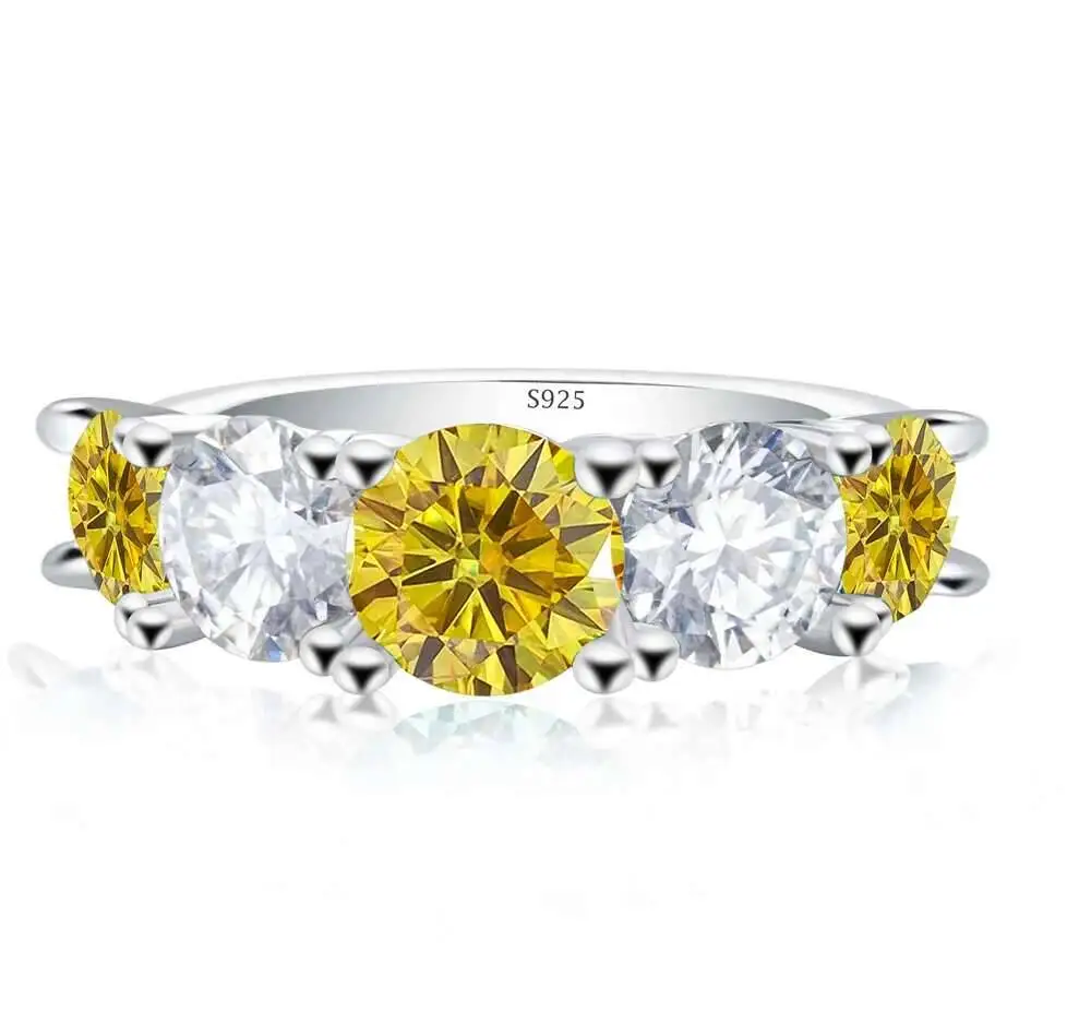100% 3,6 Sterling Silber Karat volle Moissan ite Ringe für Frauen 18 Karat Weißgold Farbe Verlobung Hochzeit edlen Schmuck – Detail 3