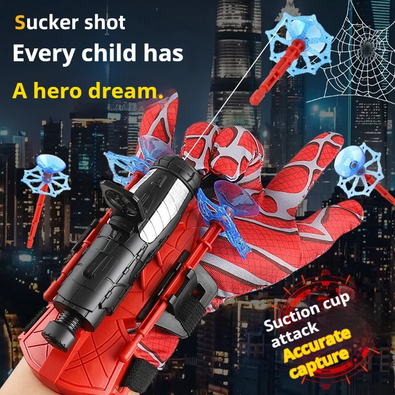 Spider Launcher Spider Silk Spider Hero Silk Gloves Black Children'S Toy Boy Soft Bullet Can Launch Press To Launch New Hot Toys