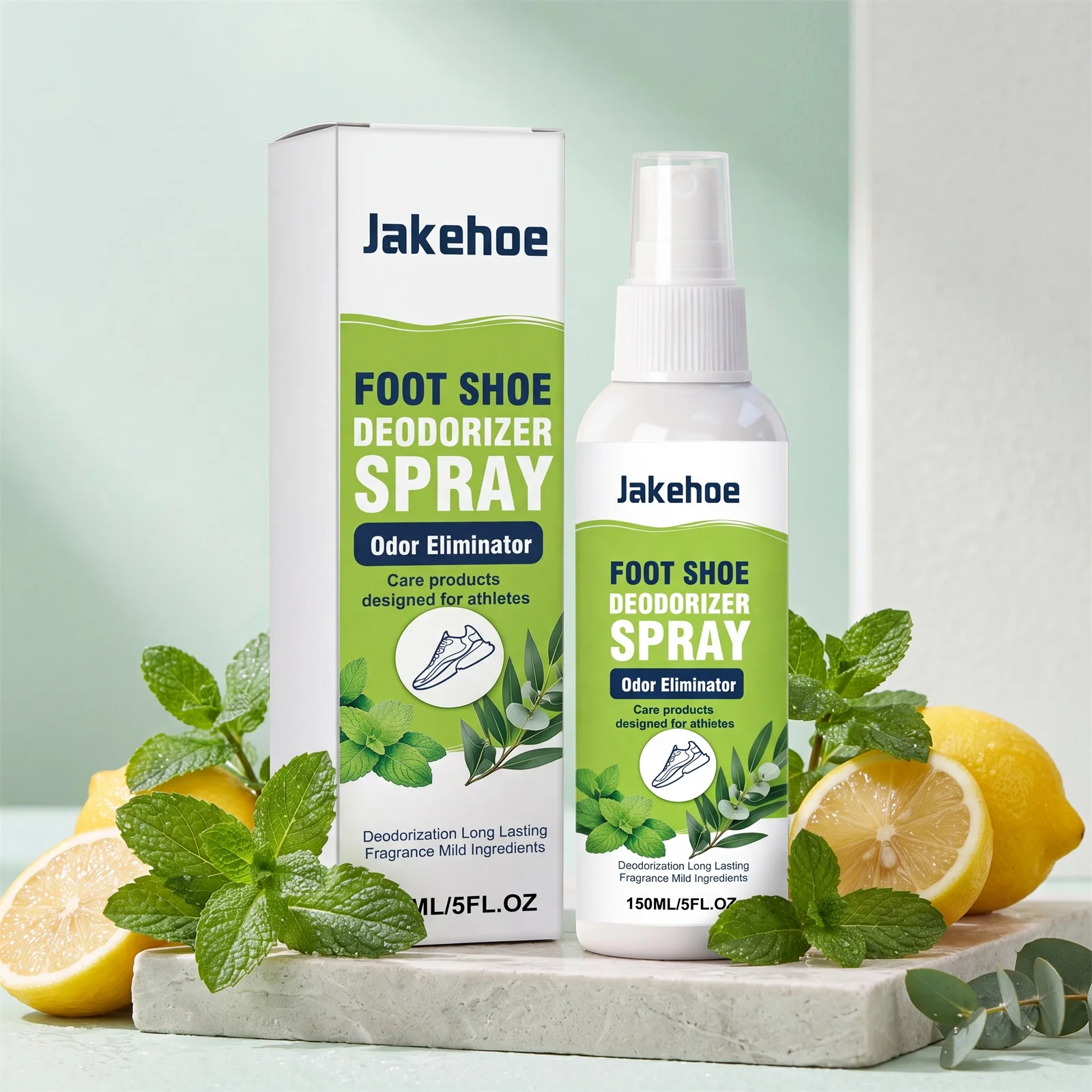 Jakehoe Shoe Deodorizing Spray Smelly Shoes Odor Remover Sneaker Foot Mint Fresh Deodorant Removal Antibacterial Freshener 150ml