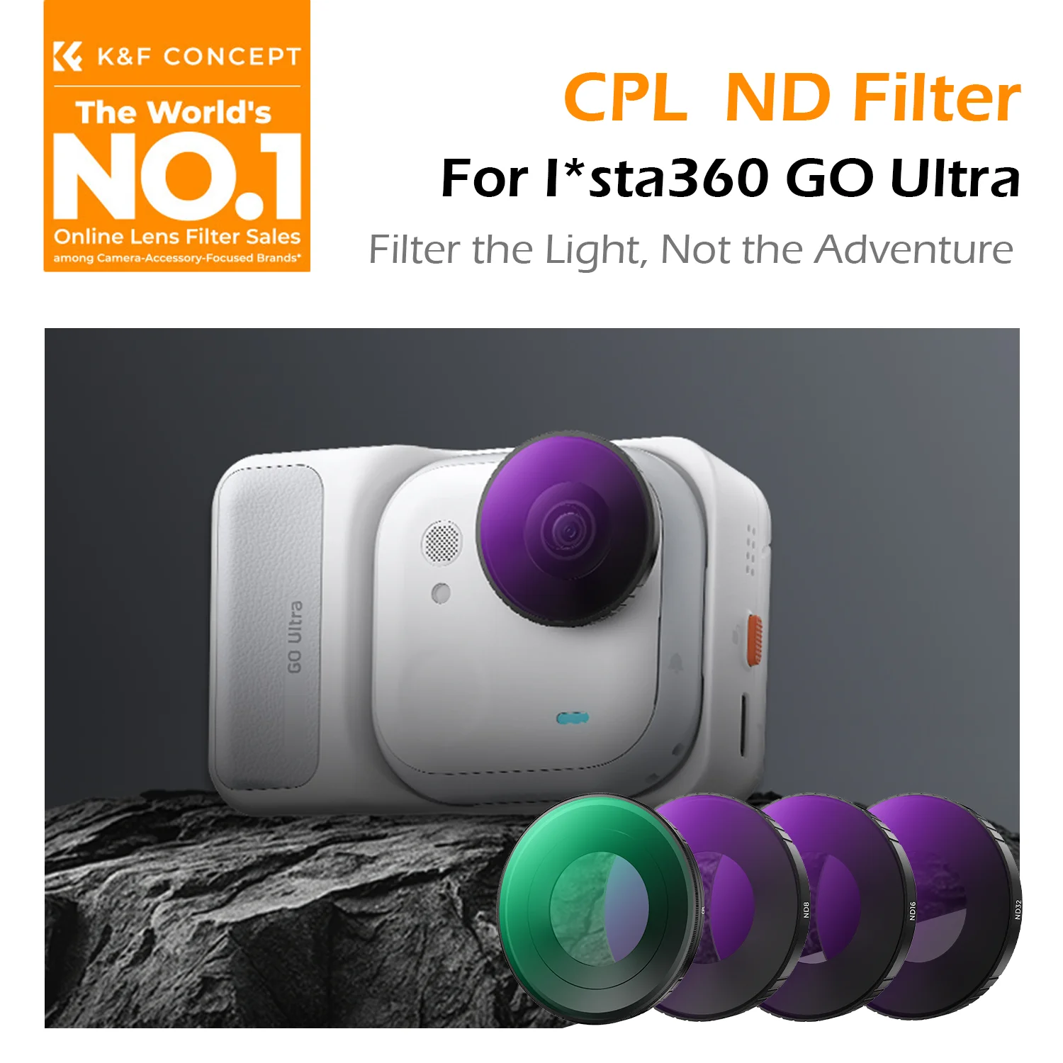 K&F CONCEPT Комплект фильтров CPL ND8 ND16 ND32 ND64 для Insta360 GO Ultra Многослойное покрытие HD оптическое стекло Снижение я