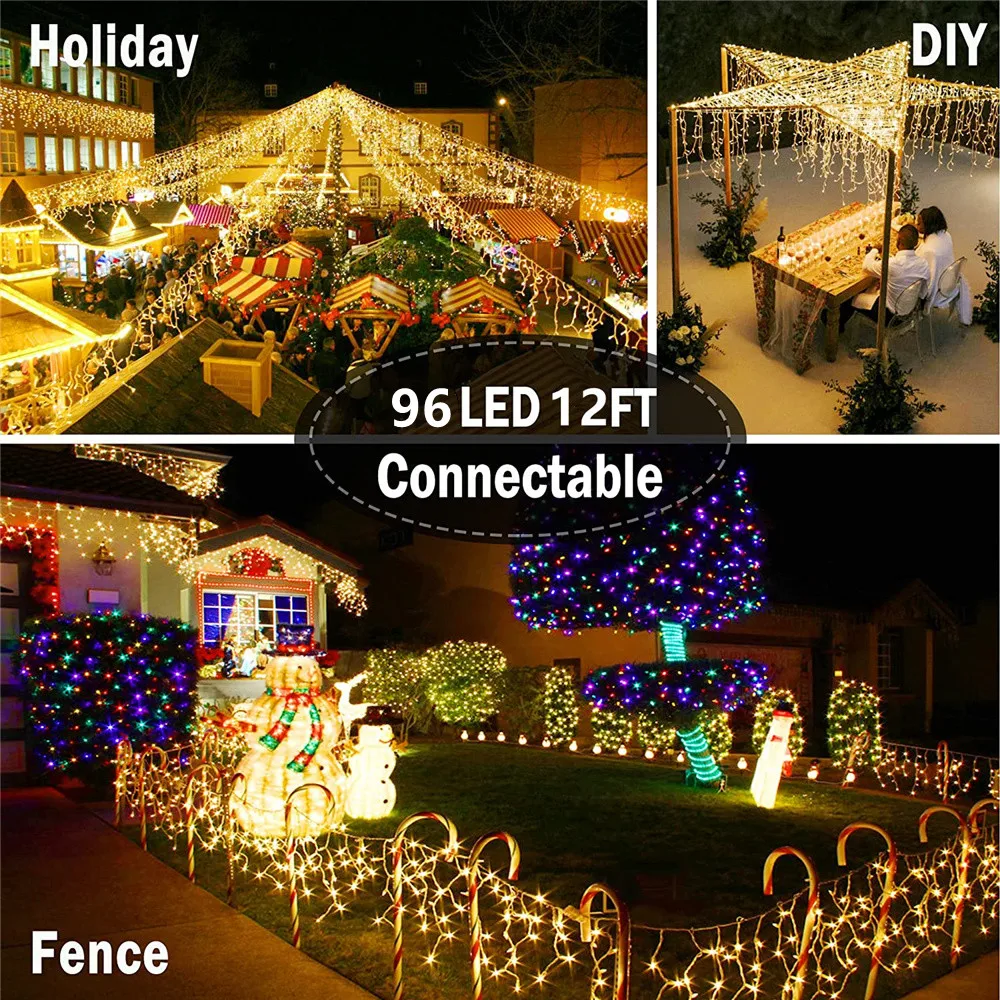 Weihnachten Lichter Vorhang String Licht Wasserfall Outdoor Dekoration 4M Droop 0,4-0,6 m Fee Led Girlande Für Garten party Urlaub