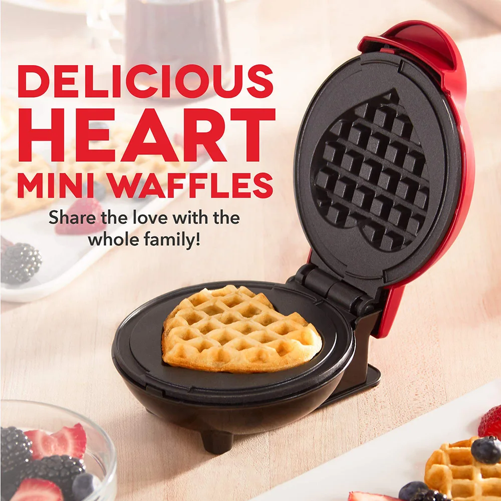 Multi Functional Mini Heart-shaped Waffle Maker, Double-sided Heated Breakfast Toaster, Portable Baking Machine