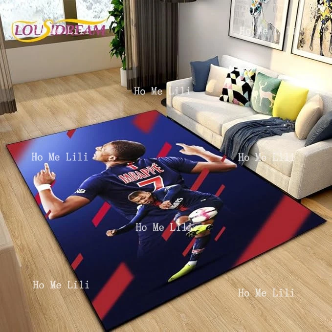 Soccer Star Pattern Print Flannel Carpet Cool Decorate Rug Door Mat Fan Gift