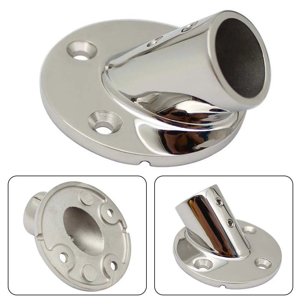 Boat Handrail Round Tube Base Direct Installation Front Reliability Silver Stainless Steel Brand New.high Quality