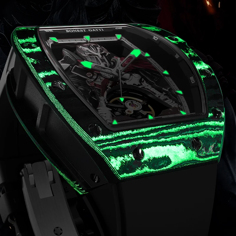 Bonest gatti 2025 novos relógios automáticos masculinos de fibra de carbono relógio de pulso mecânico vidro safira resistente à água presente para homem