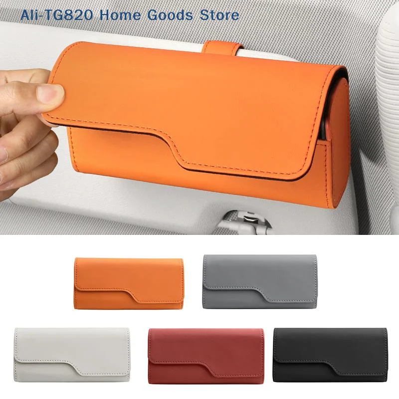[TG820]Sunglass Holder For Car Visor, Leather Auto Eyeglasses Sun Visor Organizer Case With Hidden Magnetic Closure