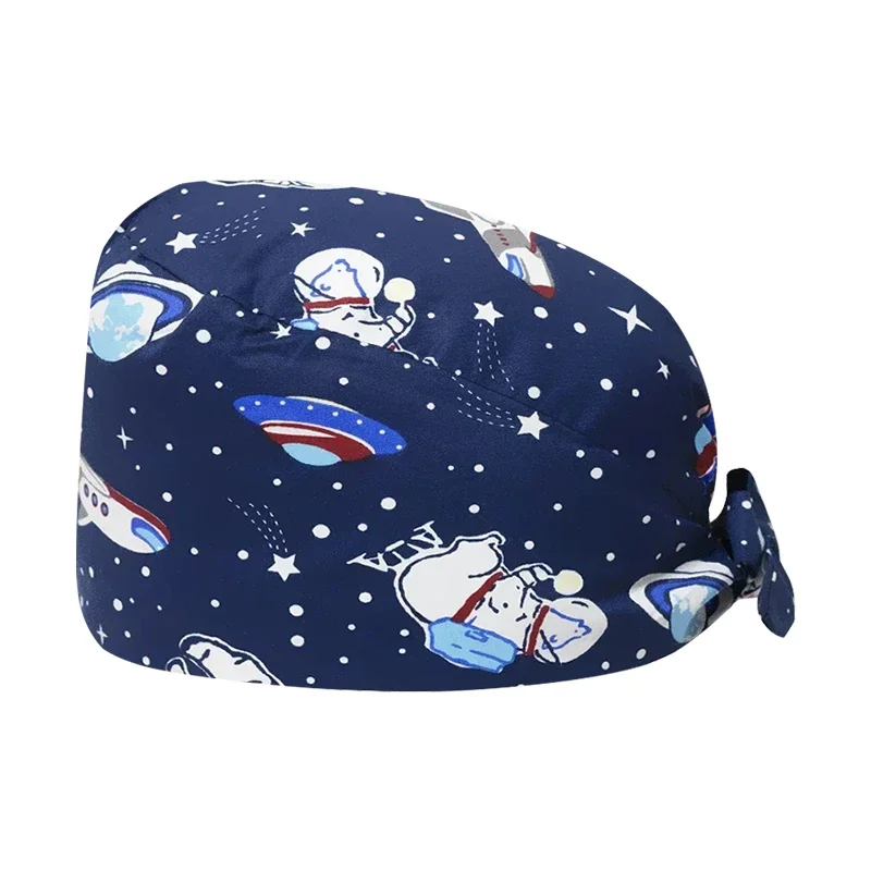 Unisex Zachte Scrub Cap Cartoon Print Scrubs Hoed Voor Vrouwen Chirurgische Hoed Dames En Mannen Operatiekamer Hoed Verpleegkundige Accessoires