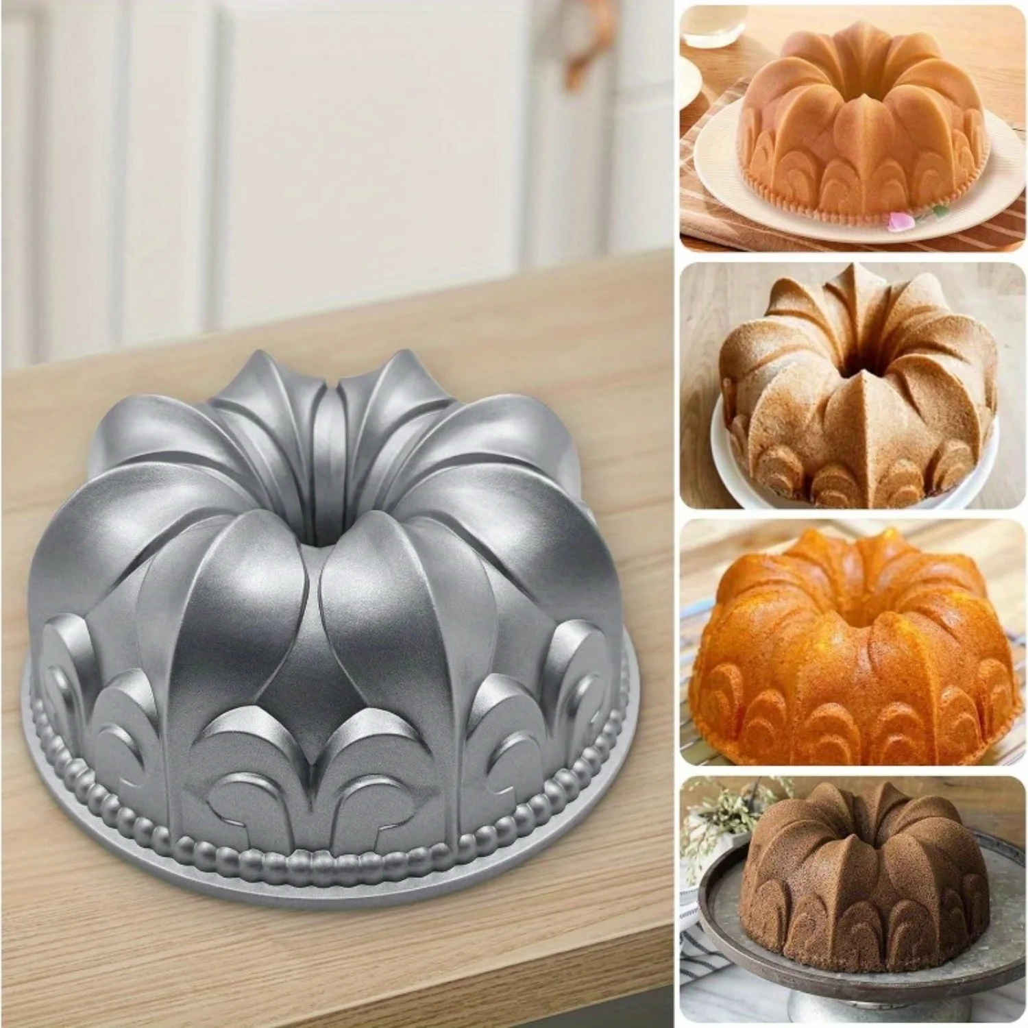 

Aluminum Non-Stick Cake Mold for Easy Cake Baking, Ideal for Birthday, Christmas, Wedding Events (Style 1) - Easy to Clean