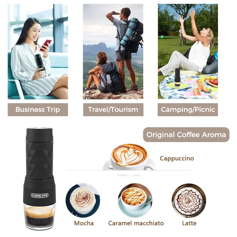 Portable Coffee Maker 3-in-1 Espresso Capsule Coffee Machine Outdoor Travel Hand Press Fully Automatic Rechargeable Carry-on Min