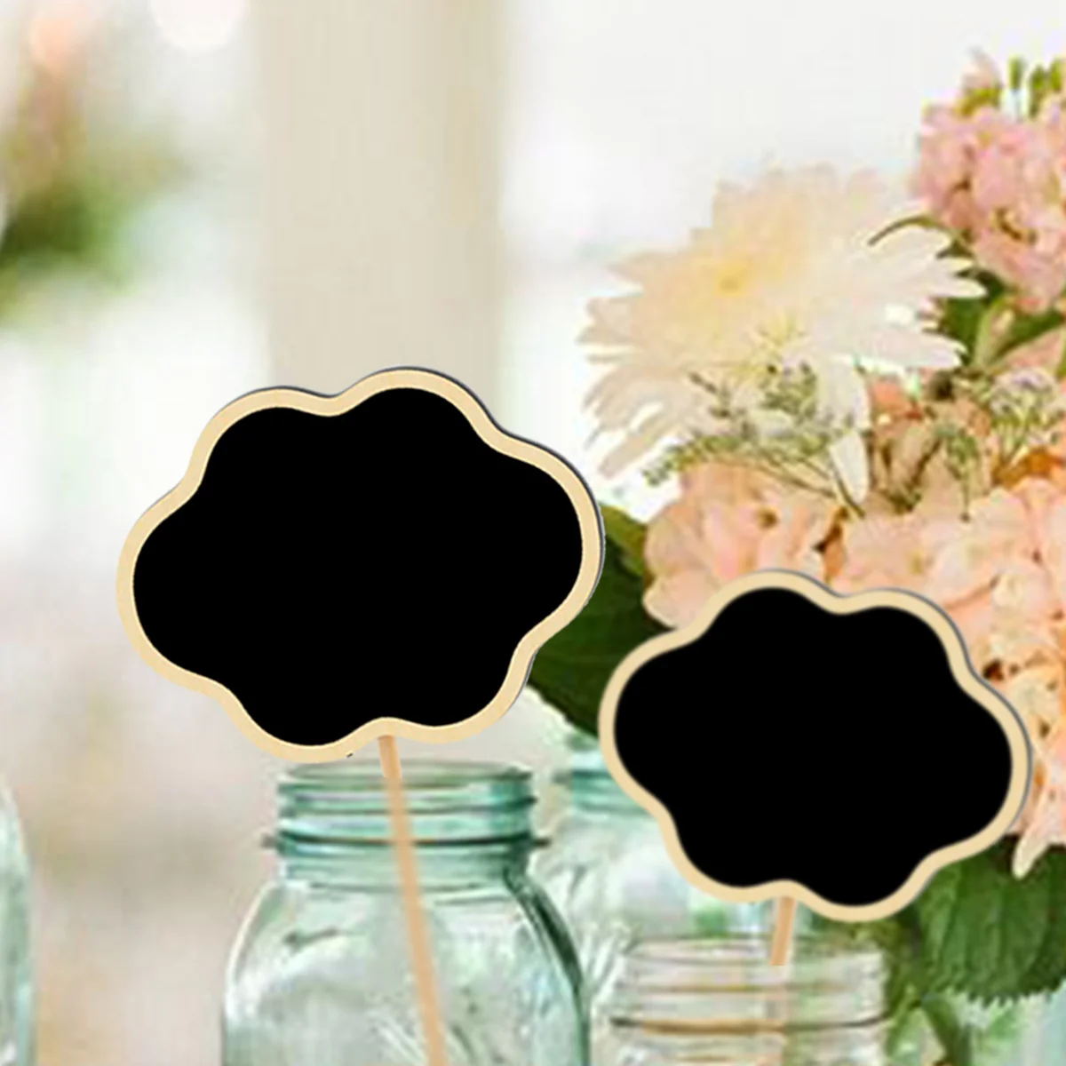

20Pcs Mini Wooden Blackboard Toppers Cloud Shape Creative Chalkboard Signs Flower Plant Tags Garden Decorations for Weddings
