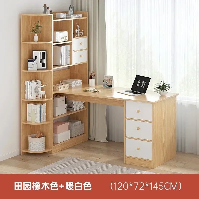 Computer Desk Bookshelf Integrated Shelves Drawers Large Laptop Home Bedroom Student Study Writing Desk Simple Office Table