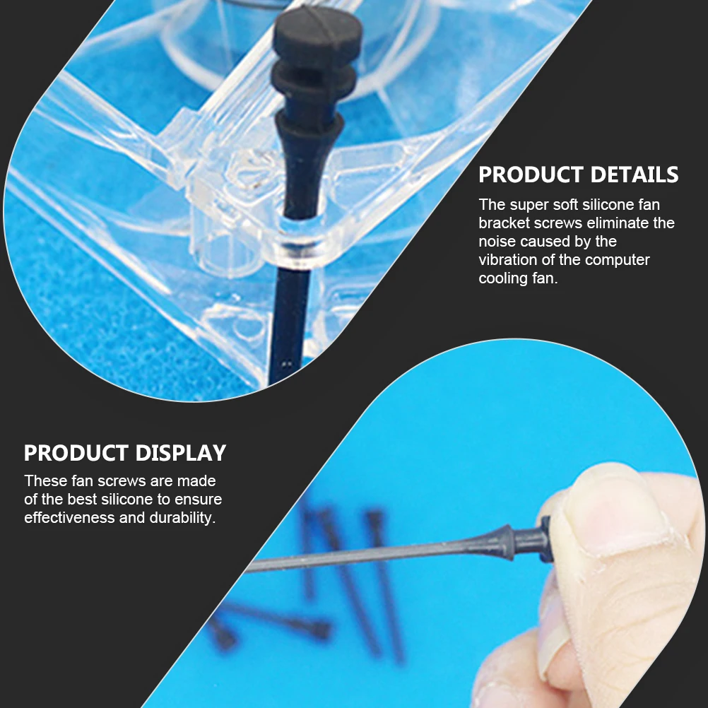 

20 PCS Fan Mounting Screws Noise Proof Anti High Temperature Resistant Silicone Screws for Computer Case Cooler Fans
