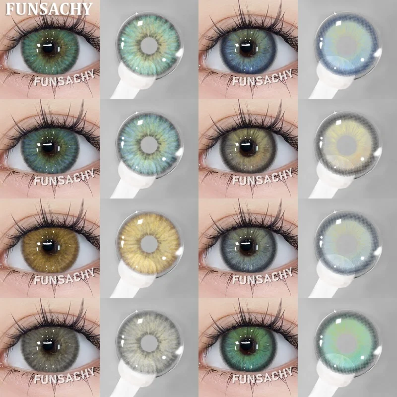 FUNSACHY 1 Paar modische farbige Linsen für Augen, koreanische natürliche Kontaktlinsen, braun, grau, für Schüler, jährliche weiche Linse, Damenkosmetik