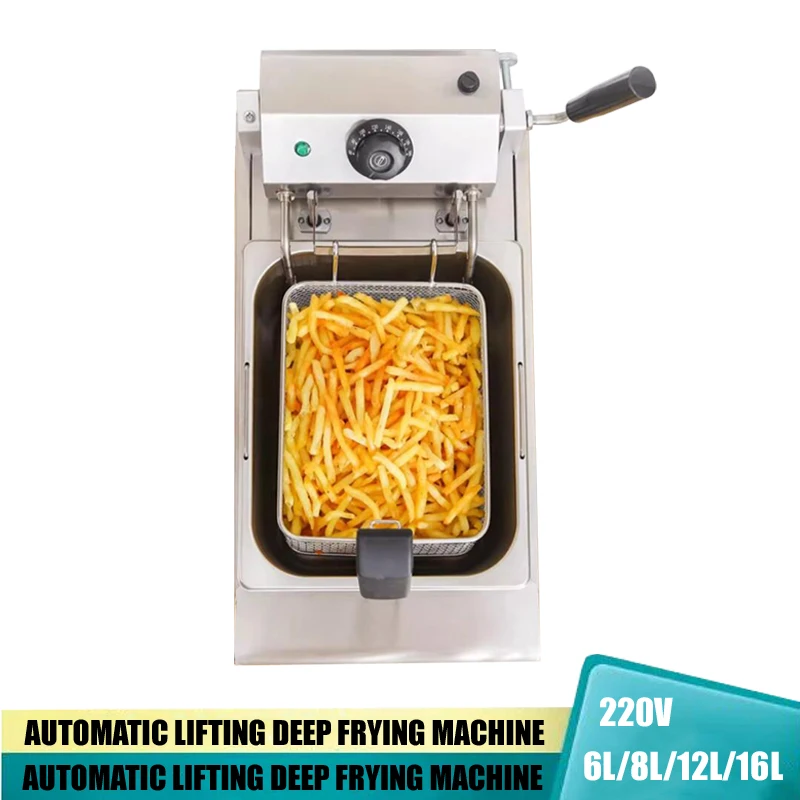 Automatic Lifting Electric Fryer Commercial Intelligent Frying Pan Single Cylinder Timed Fried Chicken And French Fry Machine