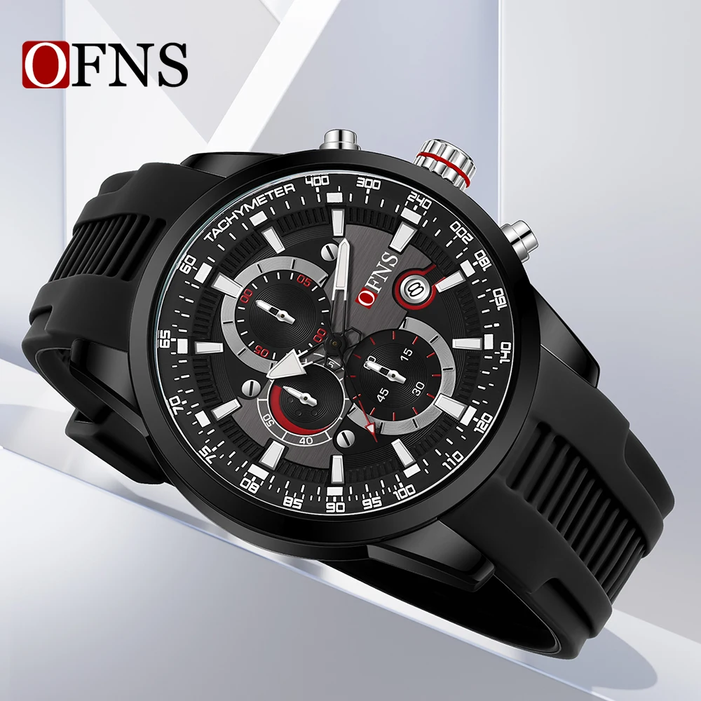 

OFNS 8024, повседневные мужские часы с календарем, деловые шестиигольные маленькие циферблаты, многофункциональные водонепроницаемые модные мужские кварцевые часы