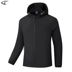 LNGXO-cortavientos para hombre, chaqueta impermeable para senderismo, escalada, pesca, protección solar al aire libre, abrigo elástico, sombrero extraíble, ropa