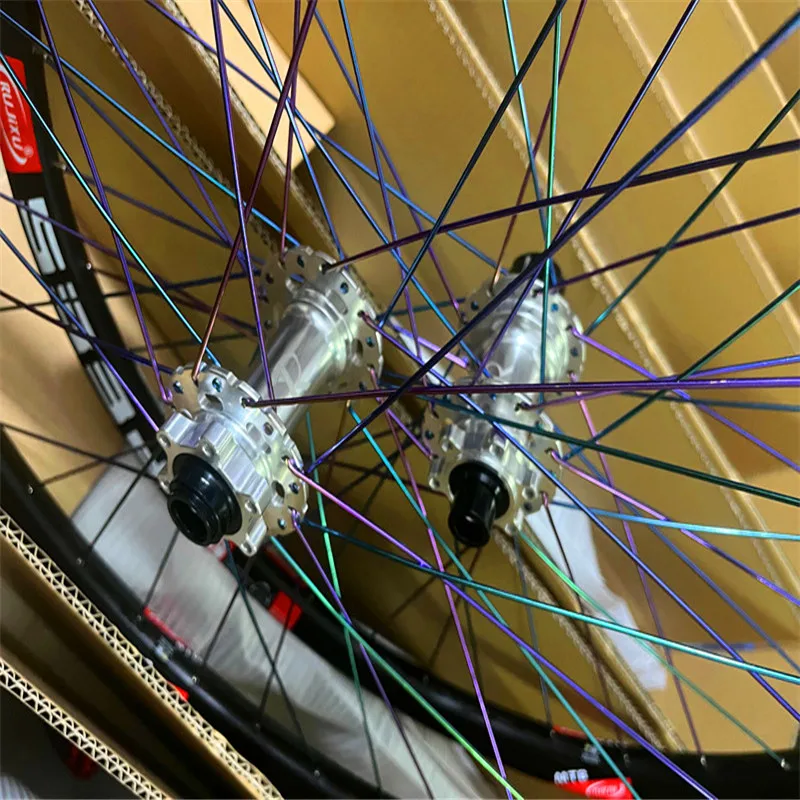 RUJIXU Rainbow Spokes MTB Wheel Set 26 27.5 29 inch Wheel Hub XD/HG/MS Rim32H 6 Pawls Bicycle Wheels Mountain Wheelset