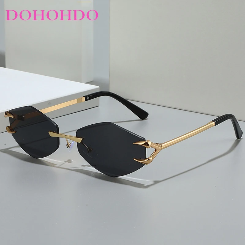 DOHOHDO 2025 nuevo UV400 personalidad clásica gafas sin marco gafas de sol de moda Casual Hip Hop tendencia gafas de sol hombres y mujeres