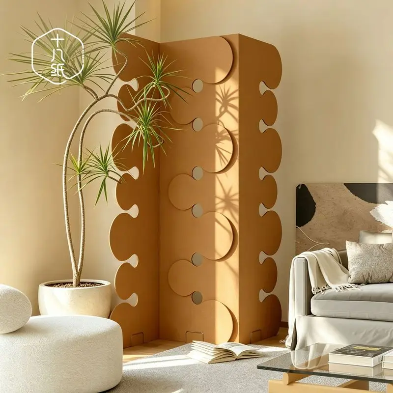 Eighteen-Piece Corrugated Cardboard Office Partition, Indoor Horizontal Screen, Room Divider, Movable, Easy To Assemble