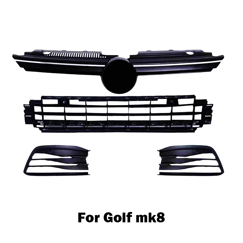 Front Grille Original ABS Radiator Hood Upper Lower Cover Fog Light Lamp Grill For VW Golf 8 MK8 Car Accsesories no LED