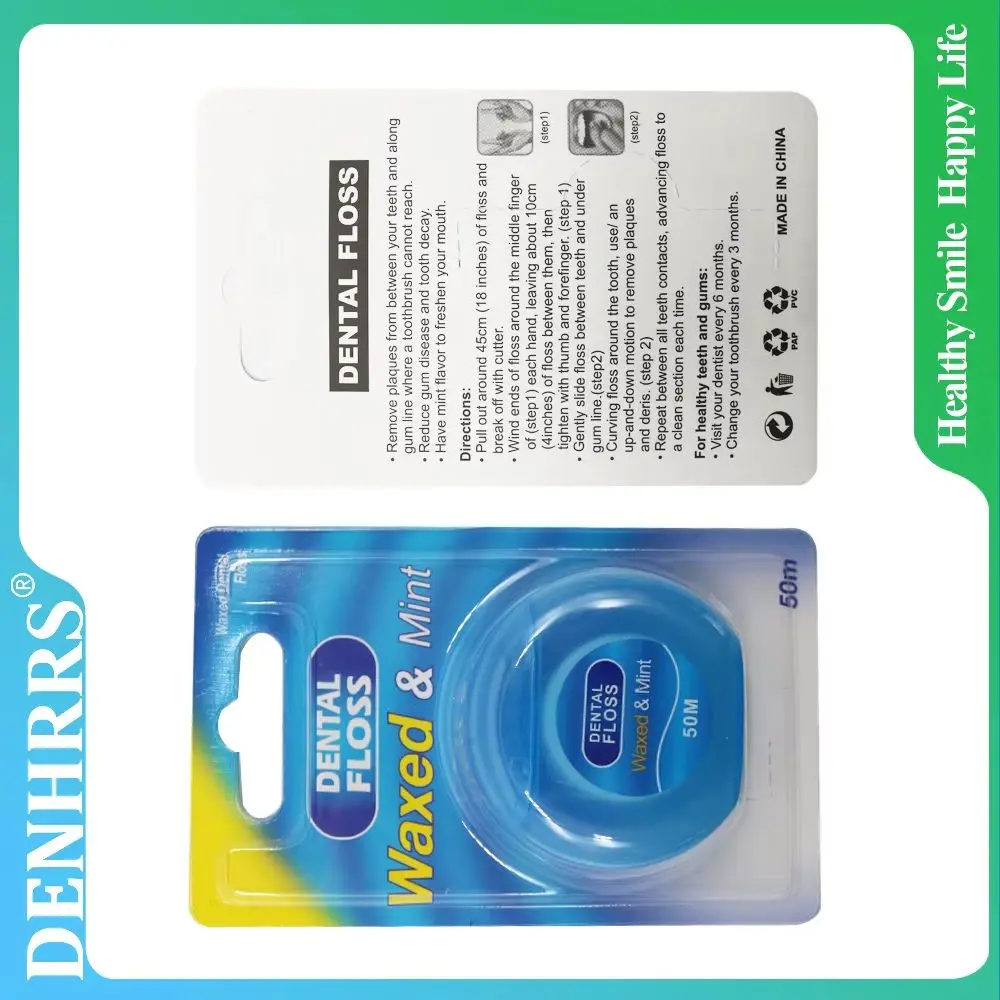 

50M Portable Dental Floss Waxed Mint Flavored for Thoroughly Clean in Tight Area Oral Care