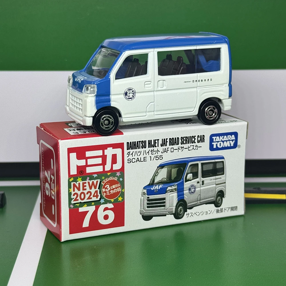 Takara Tomy Tomica No.76 Daihatsu Hijet JAF Road Service mobil Alloy Diecast Model Metal hadiah Natal Anak laki-laki