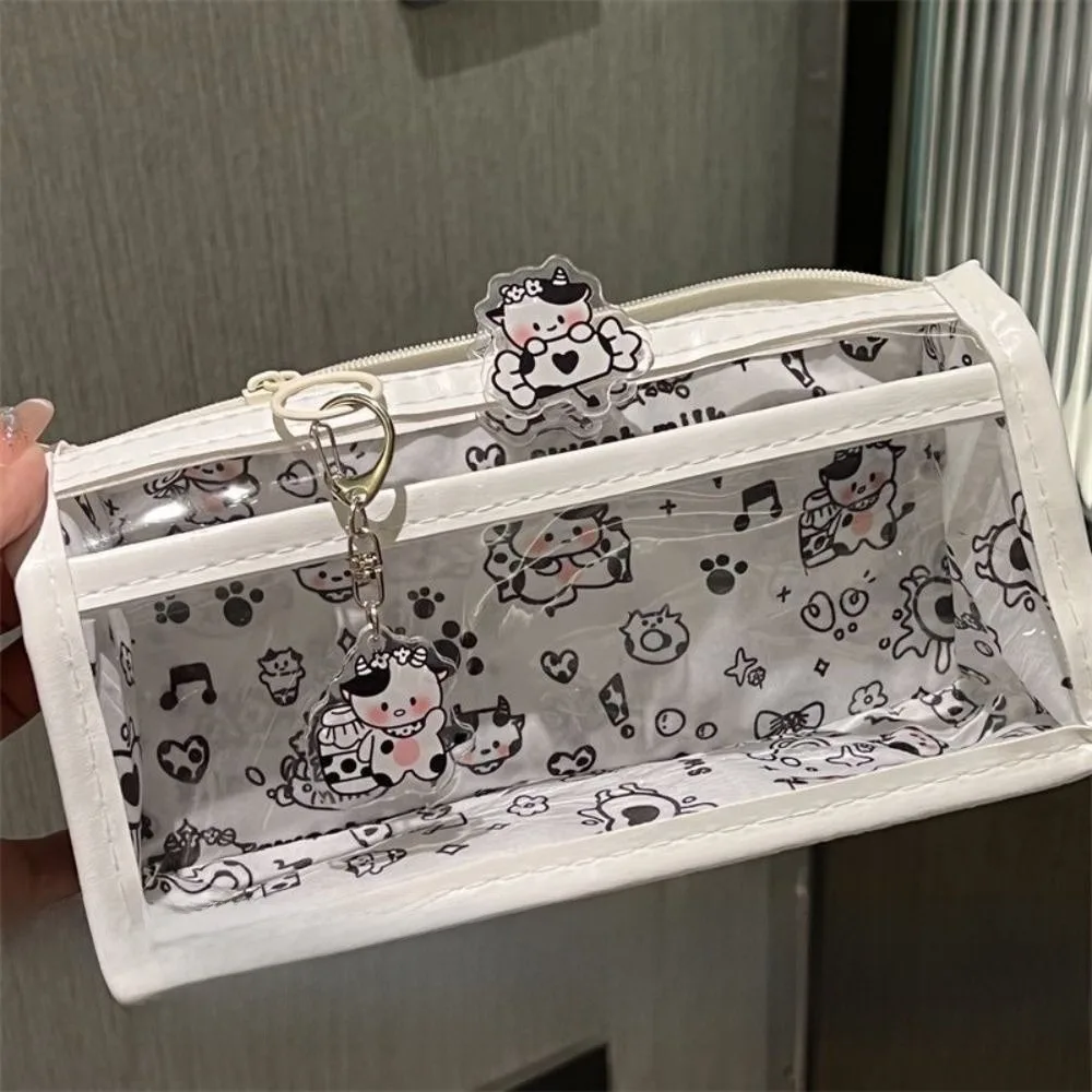 

Cartoon Cute Cat Bow Pencil Case Transparent Large Capacity Stationery Bag Student Stationery Organizer Gifts
