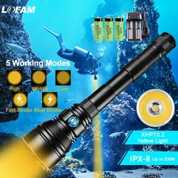 Diving Flashlight Professional Underwater Light  XHP70.2 Scuba Dive Torch Flashlight for Underwater 200M Hunting Lantern