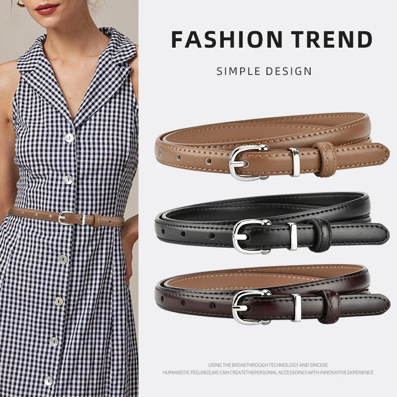 

European Ins Minimalist Women's Fine Belt Pin Buckle High-end Business Versatile Dress Suit Accessory Narrow Belt Luxury Belt