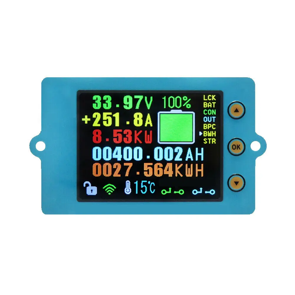 Wireless Battery Monitor Meter DC 120V 100A VOLT AMP AH SOC Remaining Capacity