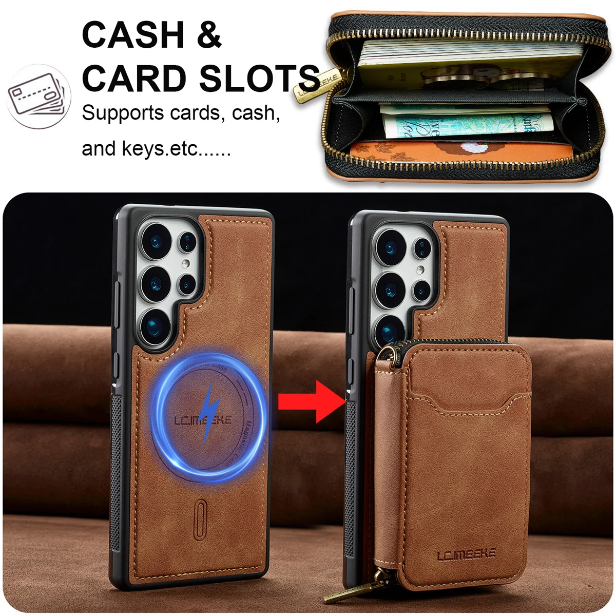 Magnetische Für MagSafe Telefon Fall für Samsung Galaxy S25 Rand Ultra S24 Plus S22 S23 FE A15 A16 A17 A35 a36 A55 A56 Brieftasche Abdeckung