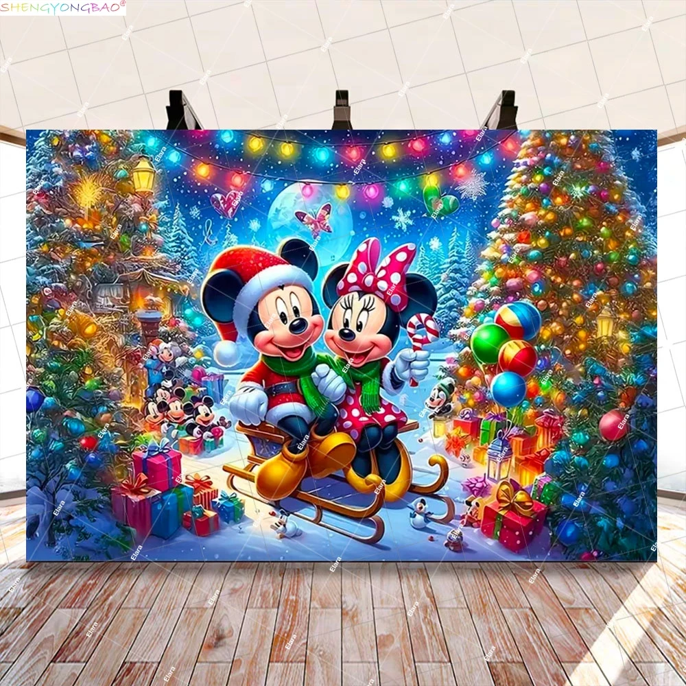 

Disney Mickey Mouse Kids Happy Birthday Background Minnie Party Decorations Baby Shower Disneyland Photography Backdrops XC-11