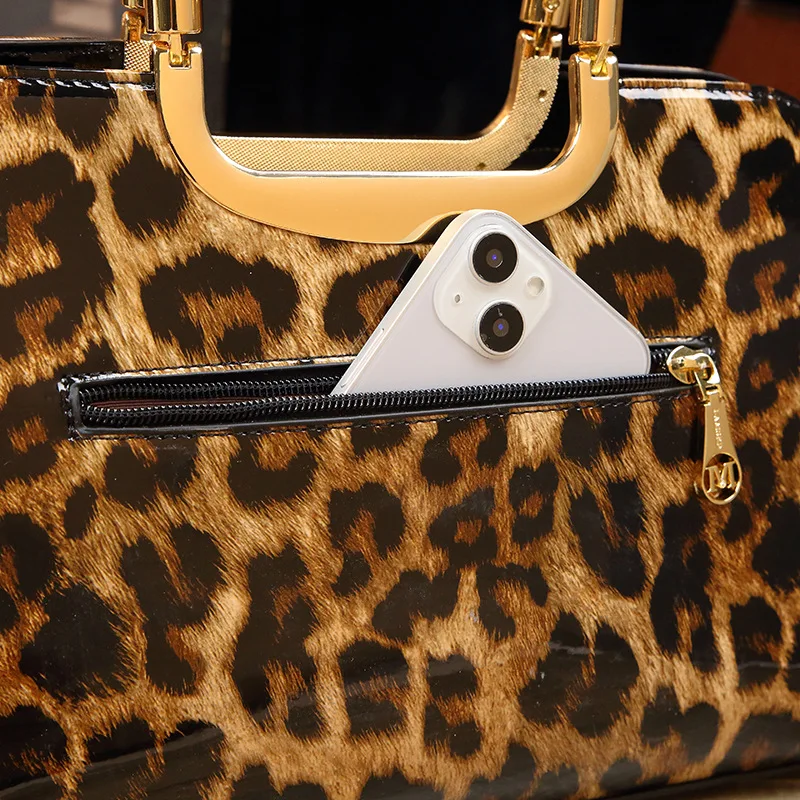 Leather Tote Handbag Purse CrossBody Bag Patent Shoulder Fashion Leopard Print Handbags for Women Designer Luxury