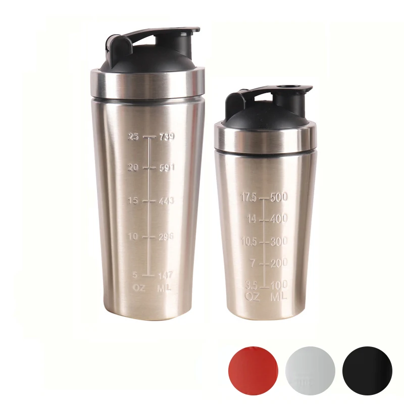 Edelstahl-Proteinpulver-Shaker-Flasche mit Stahlkugel, Auslaufsicher, für Fitnessstudio, Sport, Whey-Shakes, Fitness-Sportbecher – Detail 6