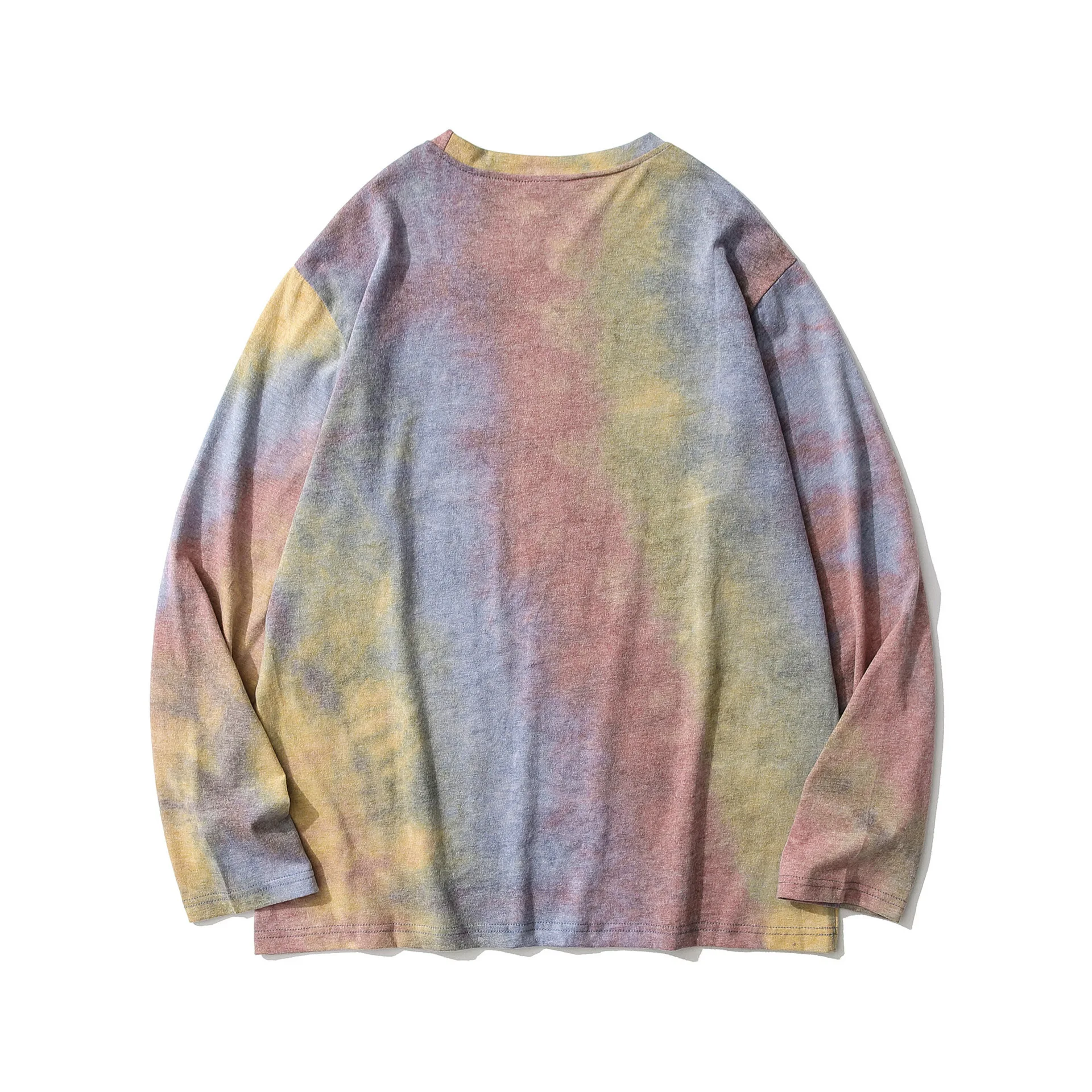 Spring Autumn Tie Dye T Shirt Men Casual Long Sleeve Tops Tees Hip Hop Streetwear Couple T-shirts Fashion Thin Oversized T Shirt