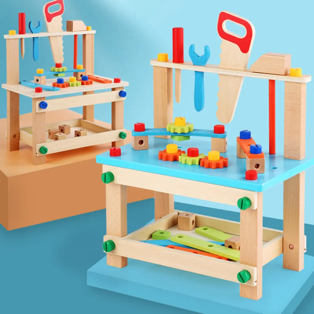 

1Set Tool Chair Dismounting Assembling Plaything for Children Bright Color Easy Grip Sturdy Wood Material Cognitive Development