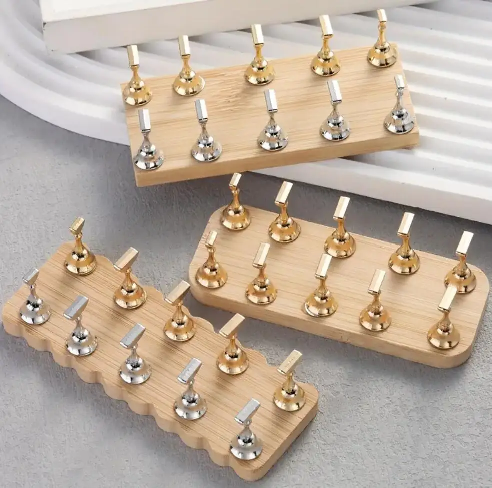 10st magnetische goud zilver acryl nail art displaystandaard beginnersvriendelijke nagelhouder voor praktijk en salon decor kit accessoire