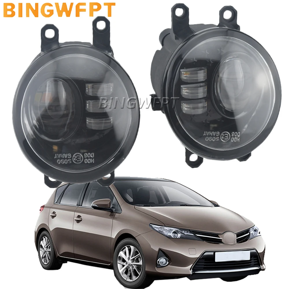 2Pieces Car Double LED Light Automotive Fog Light DRL Daytime Running Light White 12V DC For Toyota Auris