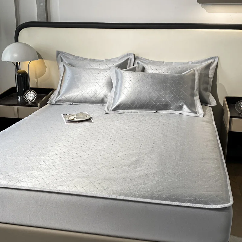 Luxury Print Ice Silk Cool Mat Three Piece Set Class A Maternal Infant Level Summer Fitted Sheet Foldable Washable Skin Friendly