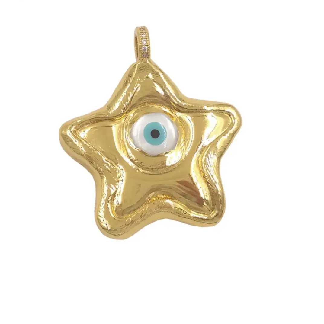 

WT-JP451 Прекрасный и индивидуальный стиль, полумесяц, звезда и овальная форма, латунный кулон, подвески в виде глаз дьявола, изготовление аксессуаров с покрытием